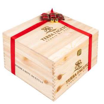 Wooden box of six bottles: 1 Serrone + 2 Rusus + 2 Elisena + 1 500